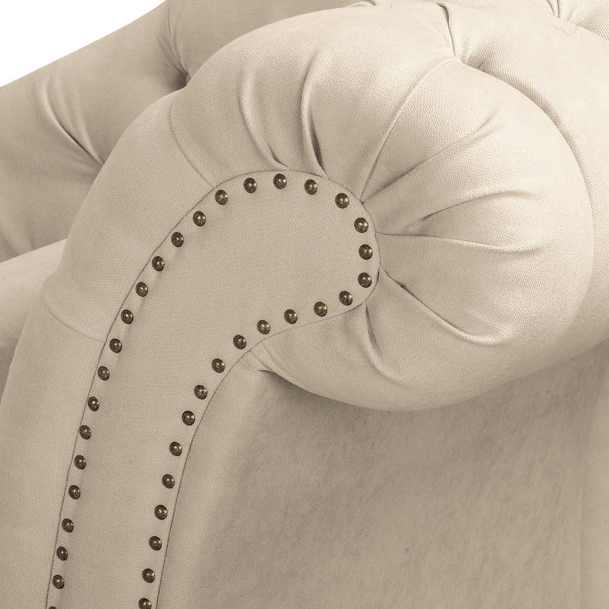 RÉCAMIERE Pako in Mikrofaser Creme  - Creme/Braun, Design, Holz/Textil (185/93/75cm) - Livetastic