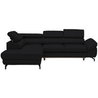 ECKSOFA in Echtleder Schwarz  - Schwarz, Design, Leder/Metall (220/270cm) - Novel