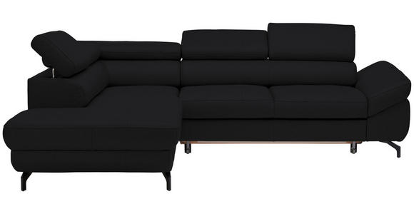 ECKSOFA in Echtleder Schwarz  - Schwarz, Design, Leder/Metall (220/270cm) - Novel