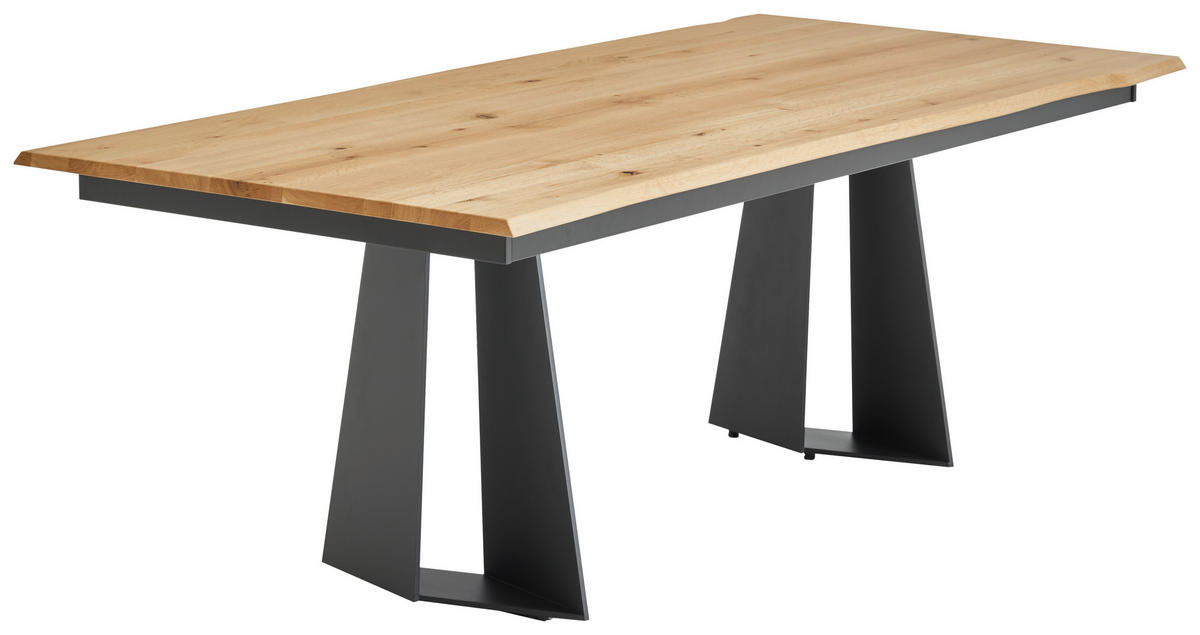 ESSTISCH in Holz, Metall 220/100/75 cm  - Wildeiche/Anthrazit, Design, Holz/Metall (220/100/75cm) - Venjakob