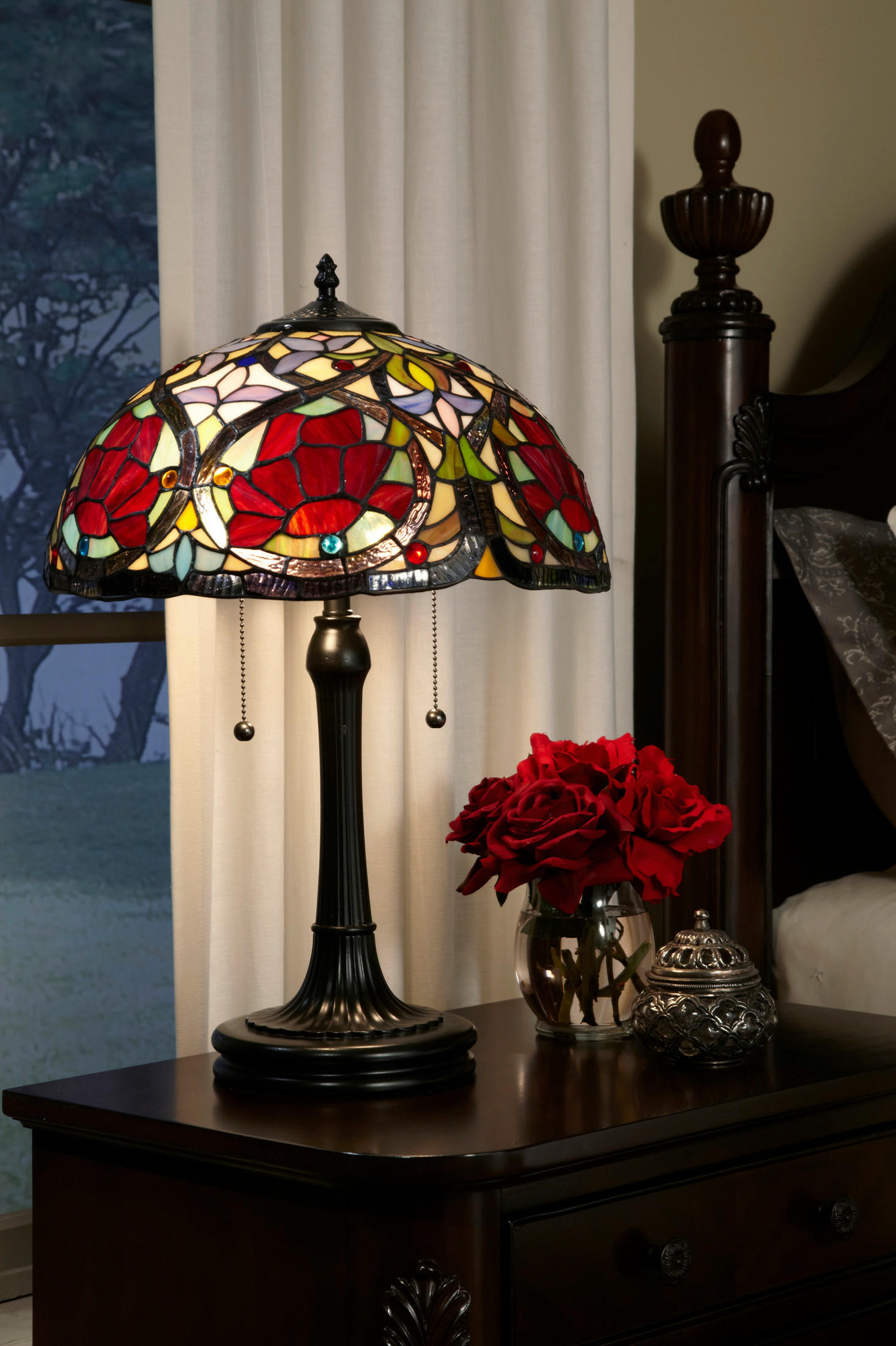 BORDSLAMPA Elstead Larissa 40.6/58.4/40.6 cm   - bronsfärgad, Klassisk, metall/glas (40.6/58.4/40.6cm) - Elstead Lighting