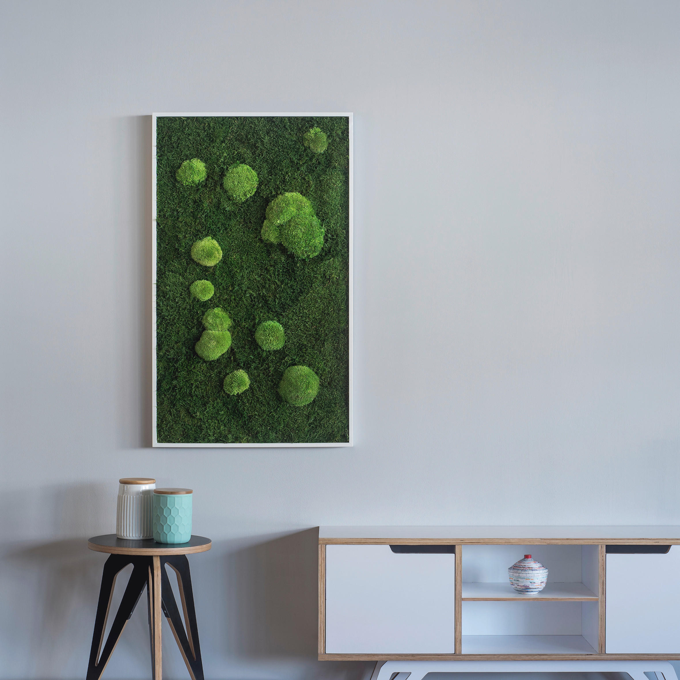 MOOSBILD Stylegreen  - Weiß/Grün, Basics, Naturmaterialien/Holz (100/60/7cm)