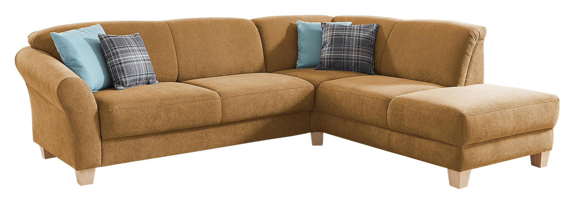 ECKSOFA Senfgelb Flachgewebe  - Senfgelb/Naturfarben, KONVENTIONELL, Holz/Textil (257/212cm) - Sit & More