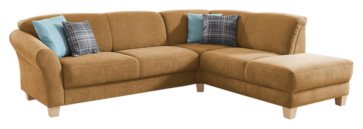 ECKSOFA Senfgelb Flachgewebe  - Senfgelb/Naturfarben, KONVENTIONELL, Holz/Textil (257/212cm) - Sit & More