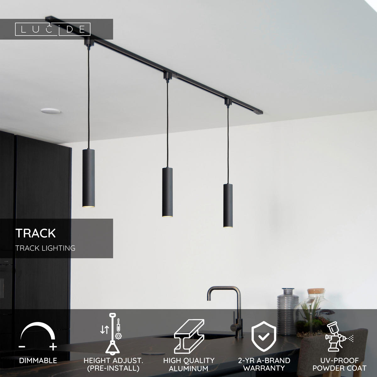 SCHIENENSYSTEM Track 5.6/5.6/155 cm   - Schwarz, Basics, Metall (5.6/5.6/155cm) - Lucide