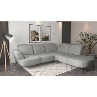 ECKSOFA Flachgewebe Grau  - Schwarz/Grau, Modern, Textil/Metall (302/270cm) - Sit & More