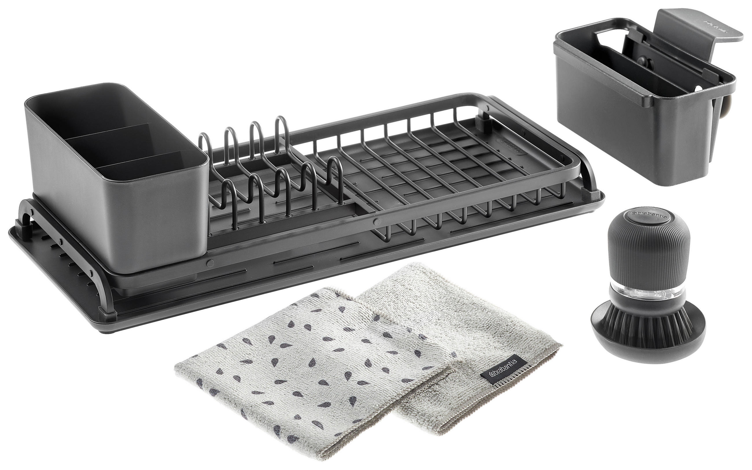 GESCHIRRABTROPFKORB   - Dunkelgrau, Basics, Kunststoff/Metall (20/46,3/12,6cm) - Brabantia