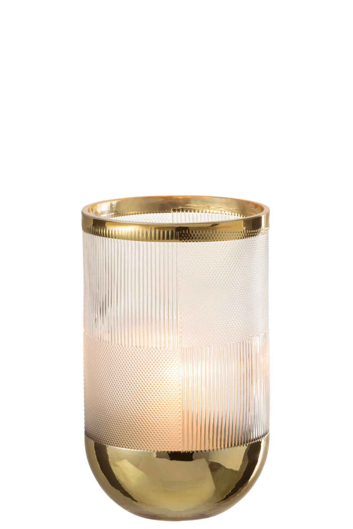 DEKOVASE  - Transparent/Goldfarben, Basics, Glas (13/13/21,5cm)