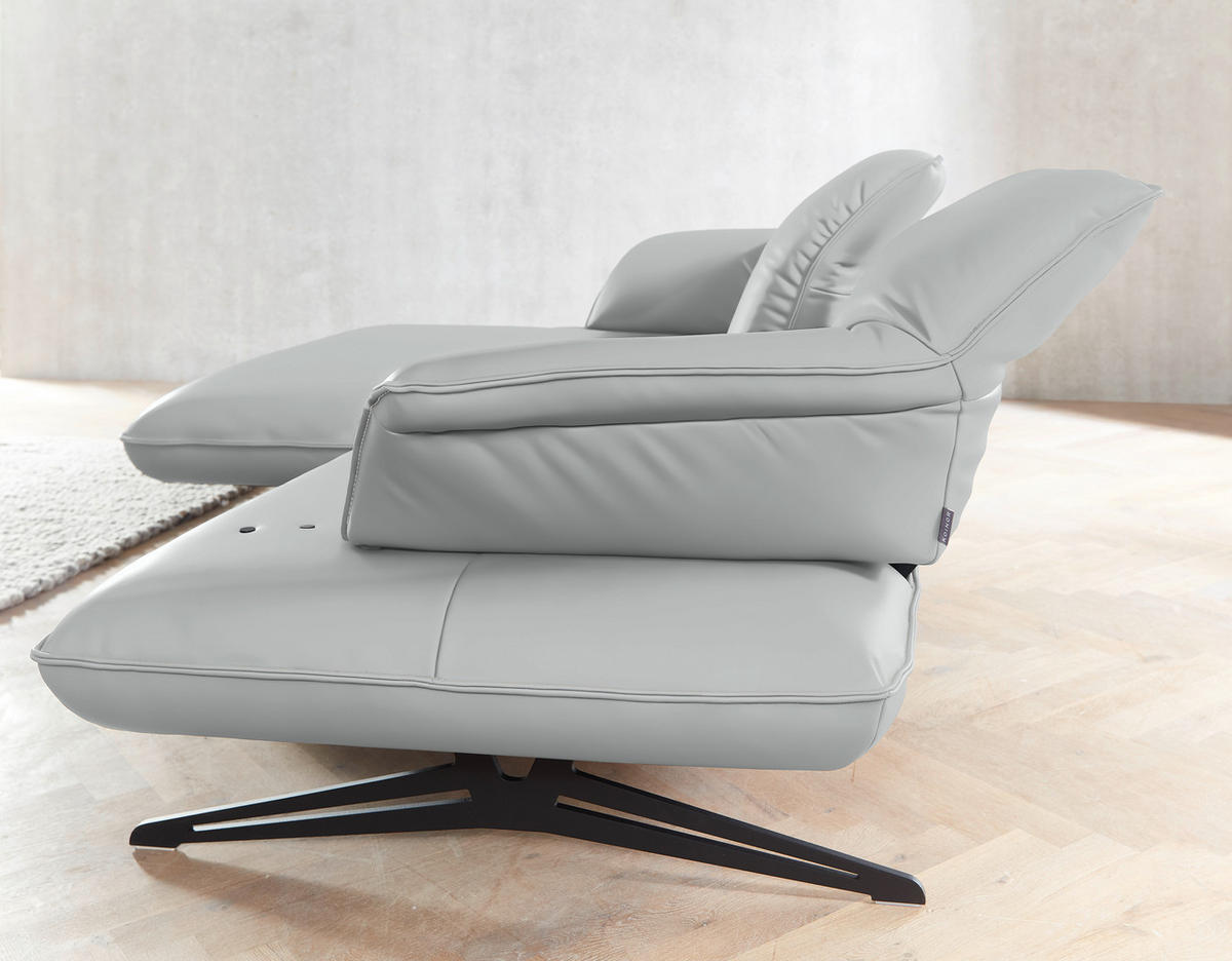 ECKSOFA in Echtleder Hellgrau  - Beige/Hellgrau, Design, Leder/Metall (169/252cm) - Koinor