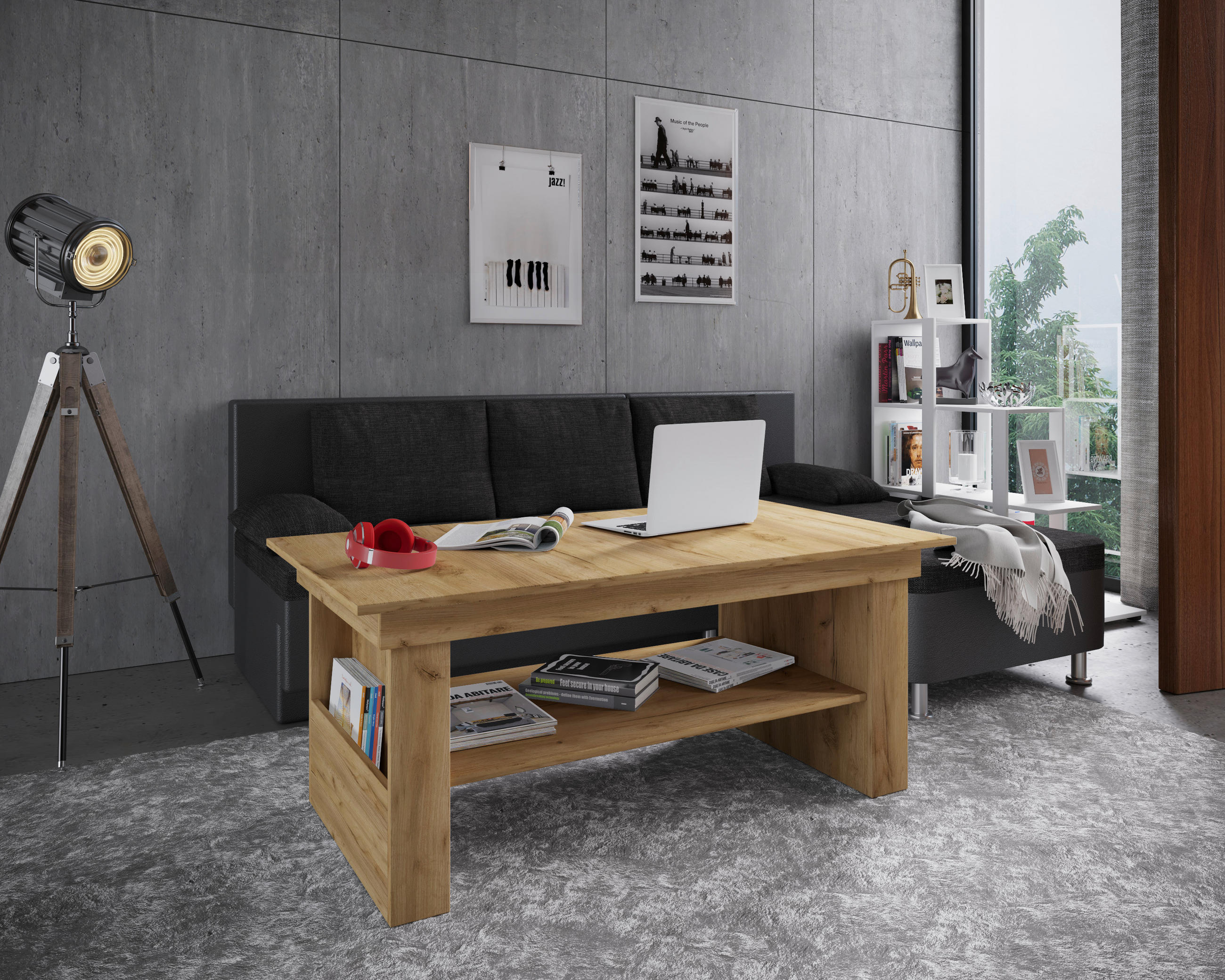 COUCHTISCH 65/115/52,5 cm rechteckig Eichefarben, Honig  - Eichefarben/Honig, Basics, Holzwerkstoff (65/115/52,5cm) - MID.YOU