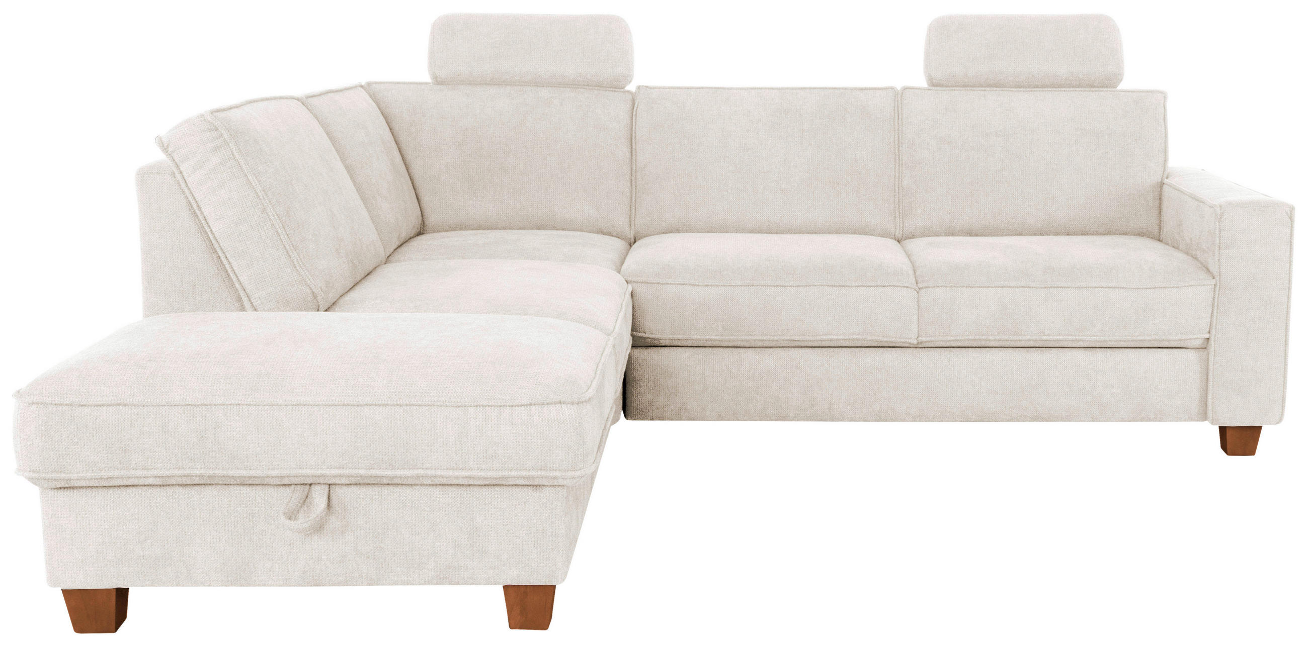 ECKSOFA Creme Flachgewebe  - Eichefarben/Creme, KONVENTIONELL, Holz/Textil (213/236cm) - Sit & More