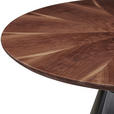 ESSTISCH 120/120/75 cm teilmassiv  Metall, Holz rund Walnussfarben  - Schwarz Hochglanz/Walnussfarben, Design, Holz/Metall (120/120/75cm) - Novel