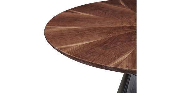 ESSTISCH 120/120/75 cm teilmassiv  Metall, Holz rund Walnussfarben  - Schwarz Hochglanz/Walnussfarben, Design, Holz/Metall (120/120/75cm) - Novel