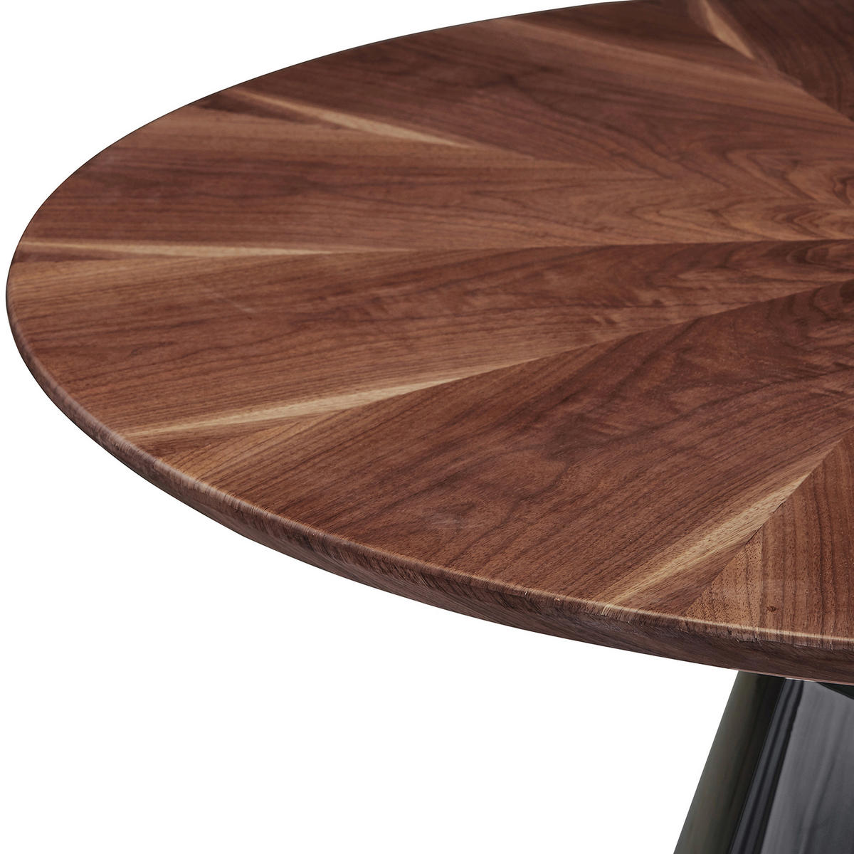 ESSTISCH 120/120/75 cm teilmassiv  Holz, Metall rund Walnussfarben  - Schwarz Hochglanz/Walnussfarben, Design, Holz/Metall (120/120/75cm) - Novel