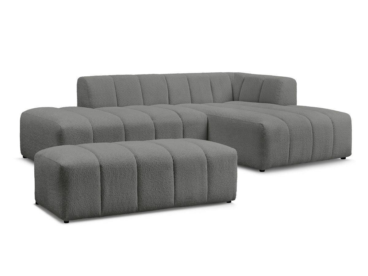 ECKSOFA  ANNECY Dunkelgrau Bouclé  - Dunkelgrau/Schwarz, MODERN, Kunststoff/Textil (262/170cm)