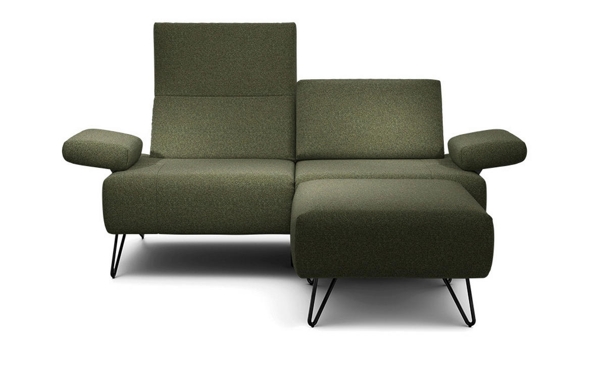 2-SITZER-SOFA Chenille Waldgrün  - Waldgrün/Schwarz, Design, Textil/Metall (164-194/85/86-94cm) - SENSOO
