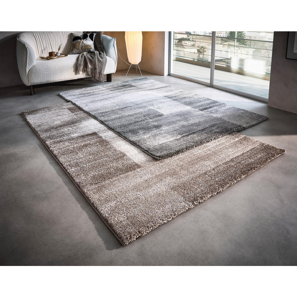 Thumbnail - Novel Webteppich, Grau, Textil, Karo, rechteckig, 67x130 cm, Oeko-Tex® Standard 100, für Fußbodenheizung geeignet, Teppi...
