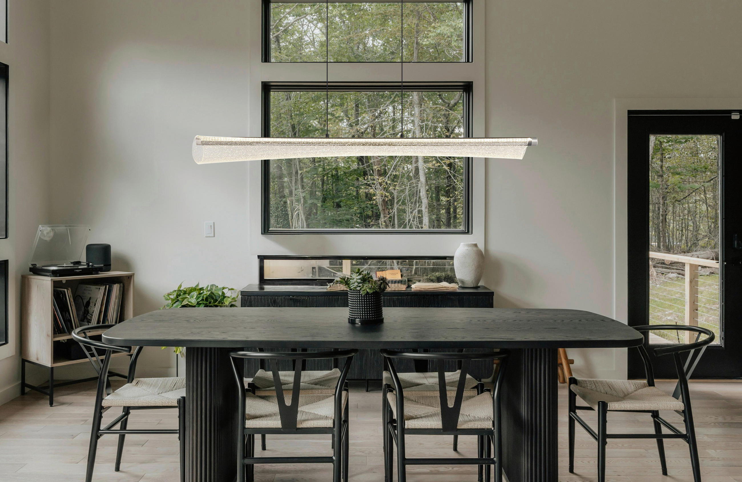 LED-HÄNGELEUCHTE 121/13,5/120 cm - Klar/Anthrazit, Design, Kunststoff/Metall (121/13,5/120cm) - Globo