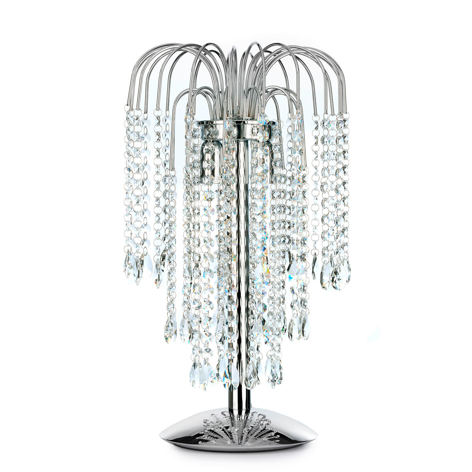 KRISTALL-TISCHLEUCHTE 25/50 cm   - Chromfarben, LIFESTYLE, Glas/Metall (25/50cm)