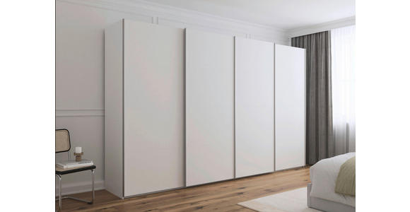 SCHWEBETÜRENSCHRANK  in Weiß  - Alufarben/Weiß, Basics, Holzwerkstoff/Metall (360/223/68cm) - Novel