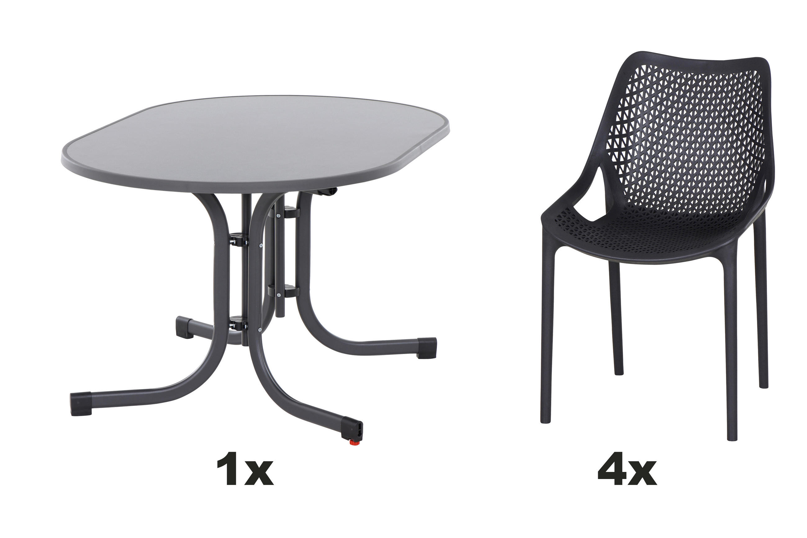 GARTENGARNITUR 5-teilig  - Anthrazit, Basics, Holzwerkstoff/Kunststoff (90/81/140cm) - Siena Garden