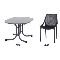 GARTENGARNITUR 5-teilig  - Anthrazit, Basics, Holzwerkstoff/Kunststoff (90/81/140cm) - Siena Garden