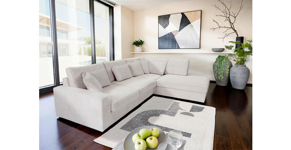 ECKSOFA Naturfarben Cord Zierkissen, Rückenkissen, Rücken echt  - Schwarz/Naturfarben, MODERN, Kunststoff/Textil (307/228cm) - Carryhome