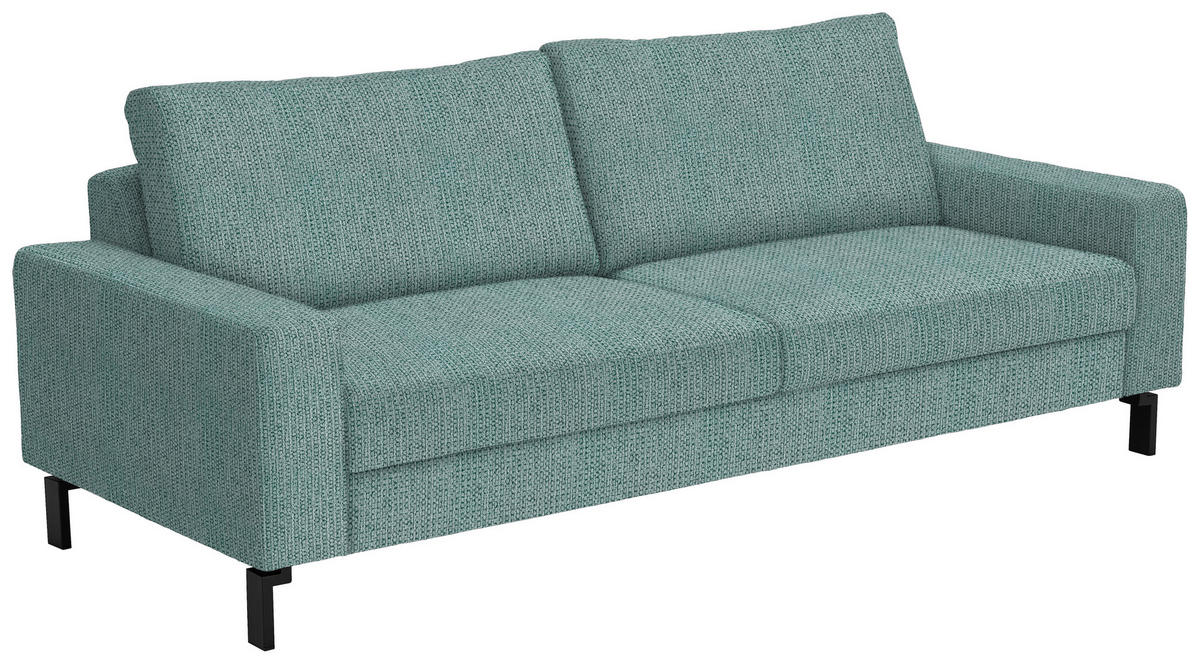 3-SITZER-SOFA in Flachgewebe Salbeigrün  - Salbeigrün/Schwarz, Design, Textil/Metall (218/86/97cm) - Hom`in