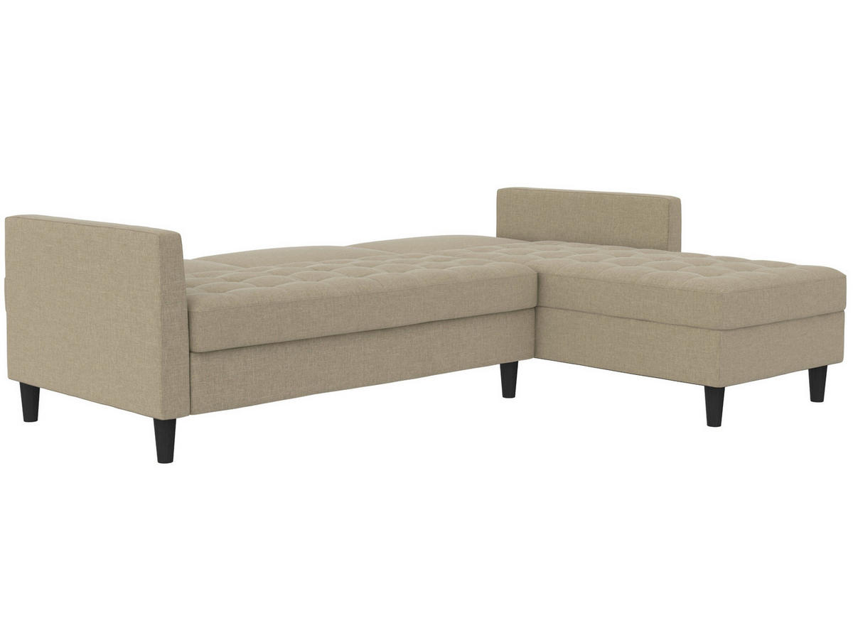 ECKSOFA PALERMO Cappuccino Webstoff, Leinenoptik Schlaffunktion, Stauraum  - Schwarz/Cappuccino, Basics, Kunststoff/Textil (213/154cm) - Livetastic
