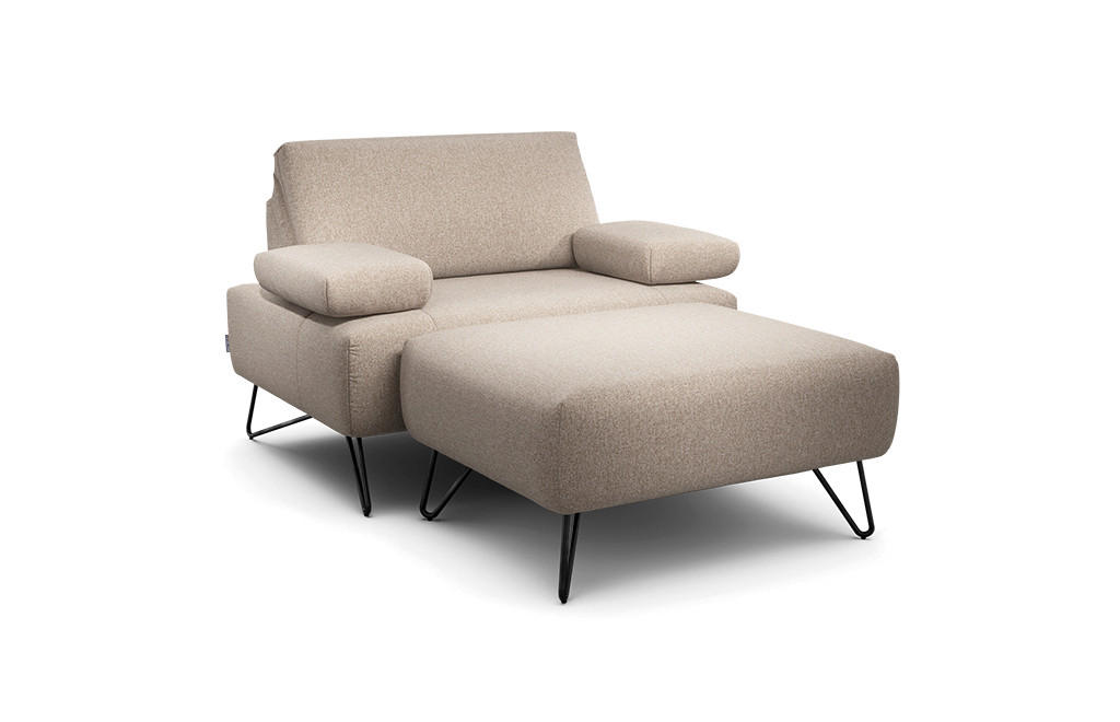 SESSELSET in Chenille Sandfarben  - Sandfarben/Schwarz, Design, Textil/Metall (114-142/85/86-94cm) - SENSOO
