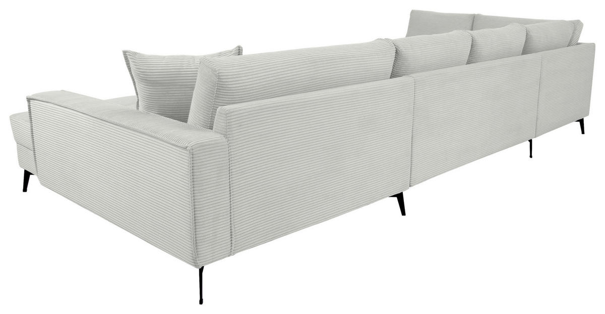 WOHNLANDSCHAFT ZERO Creme, Weiß Cord  - Creme/Schwarz, Trend, Textil/Metall (195/362/173cm) - Livetastic