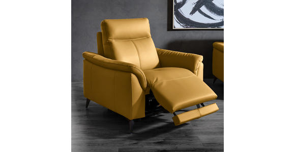 SESSEL in Echtleder Currygelb  - Currygelb/Schwarz, Design, Leder/Metall (107/105/98cm) - Belluti