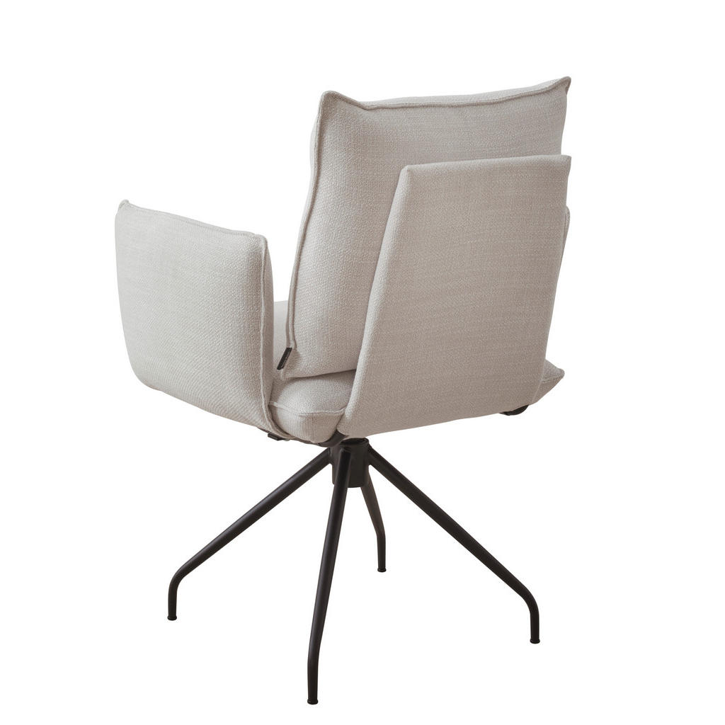 Thumbnail - Dieter Knoll Armlehnstuhl, Schwarz, Beige, Metall, Textil, Sperrholz, Hartholz, Sternfuß, 68x90x70 cm, Goldenes M, Stoff...