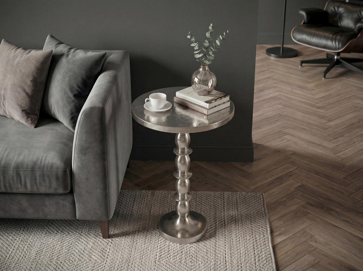 KISASZTAL fém 40/40/56 cm   - ezüstszínű, Design, fém (40/40/56cm) - MID.YOU