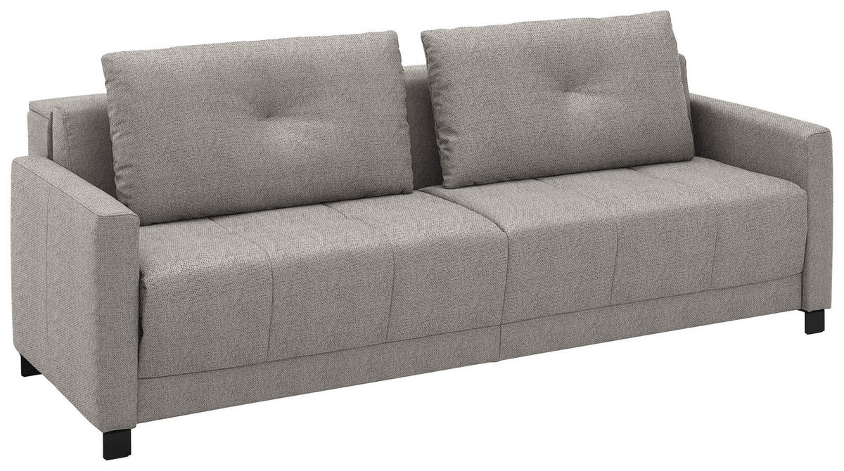 SCHLAFSOFA Flachgewebe Greige Stoffauswahl, Schlafen auf Sitzhöhe, Bettfunktion erhältlich, Armteil links, Armteil rechts, haustierfreundlicher Bezug  - Greige/Schwarz, Konventionell, Textil/Metall (232/77/116cm) - Dieter Knoll