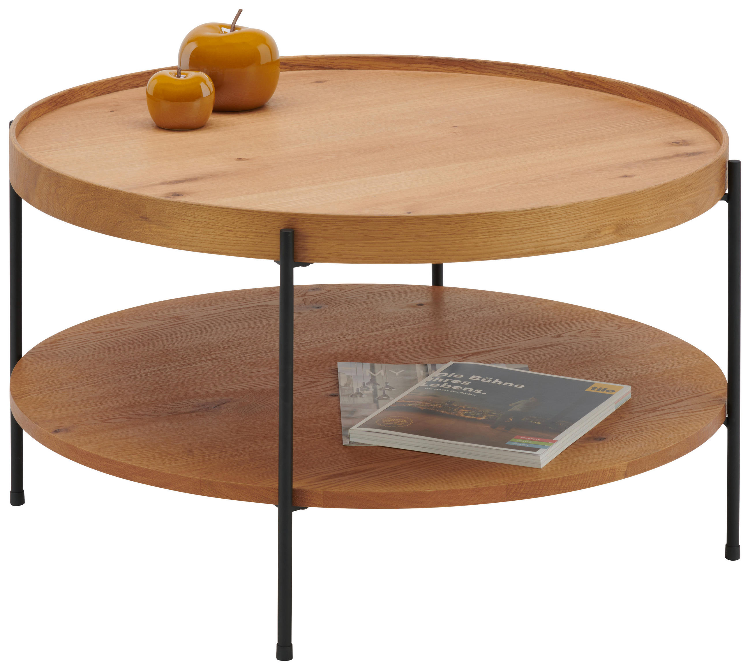 COUCHTISCH 80/80/45 cm  in Holz, Holzwerkstoff  - Eichefarben/Schwarz, Design, Holz/Holzwerkstoff (80/80/45cm) - Hom`in