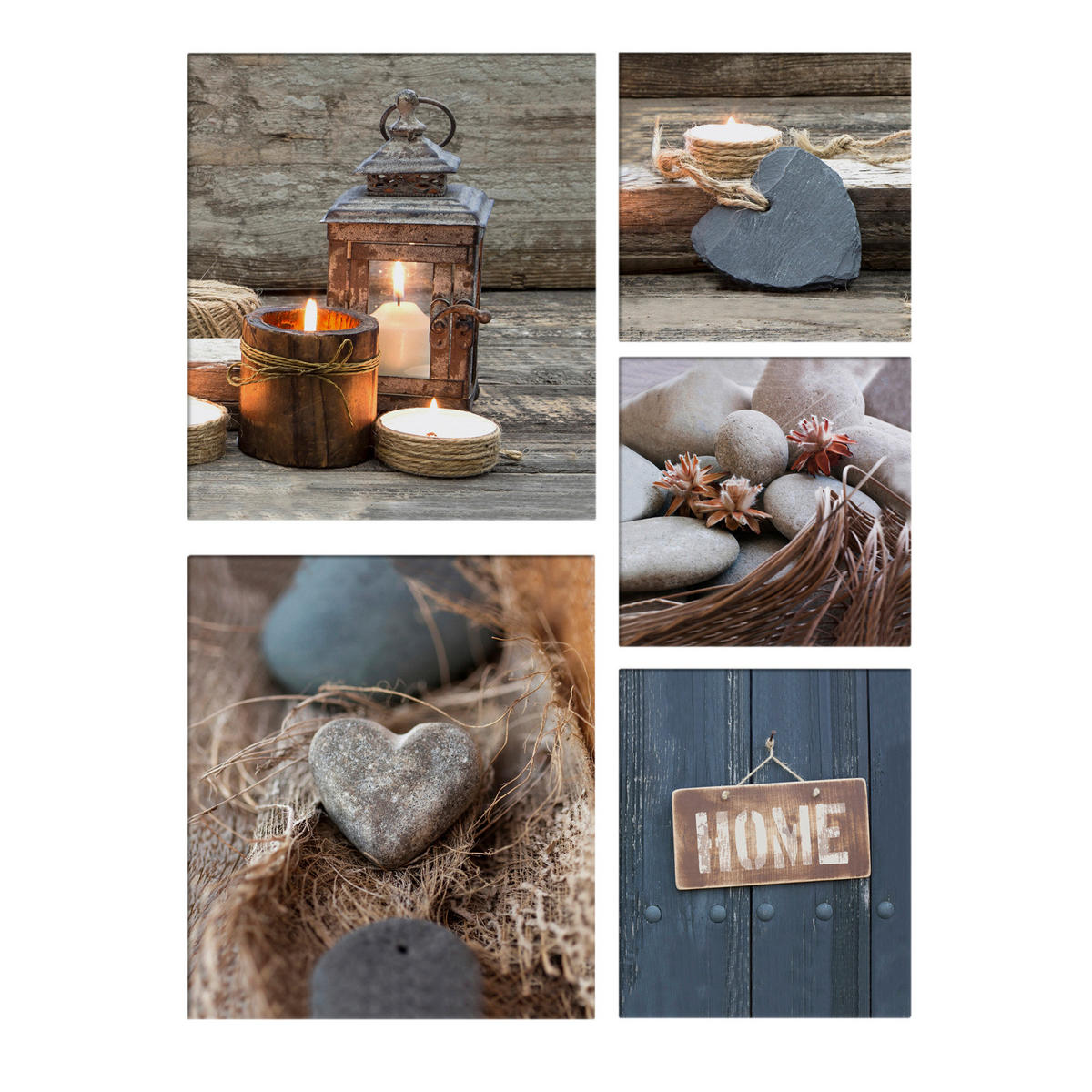 LEINWANDBILD Stillleben, Kerzen, Steine 60/80/2 cm  - Multicolor, Basics, Wellpappe/Textil (60/80/2cm)