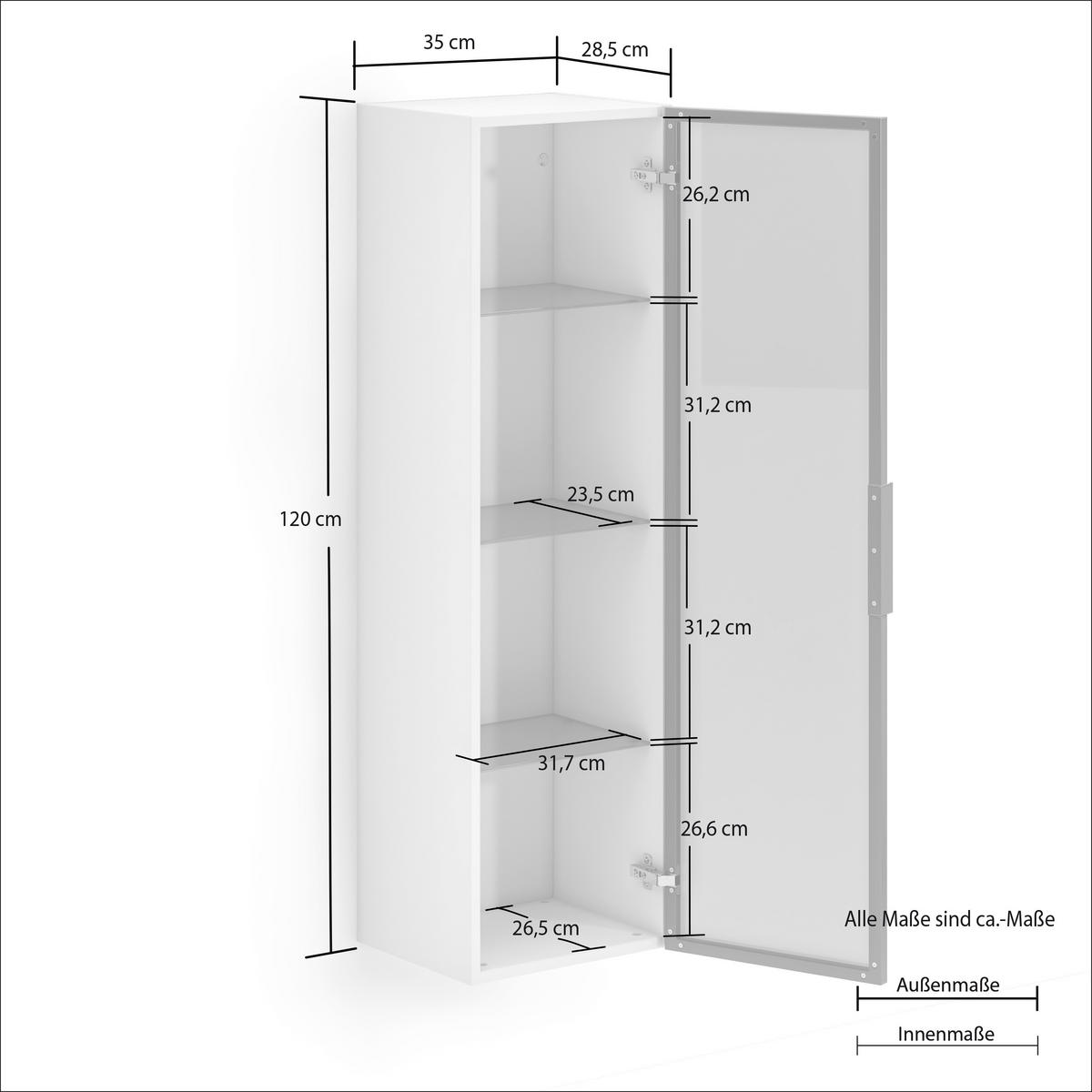 HÄNGEVITRINE in Weiß  - Schwarz/Weiß, Design, Glas/Holzwerkstoff (35/120/31cm) - Stylife