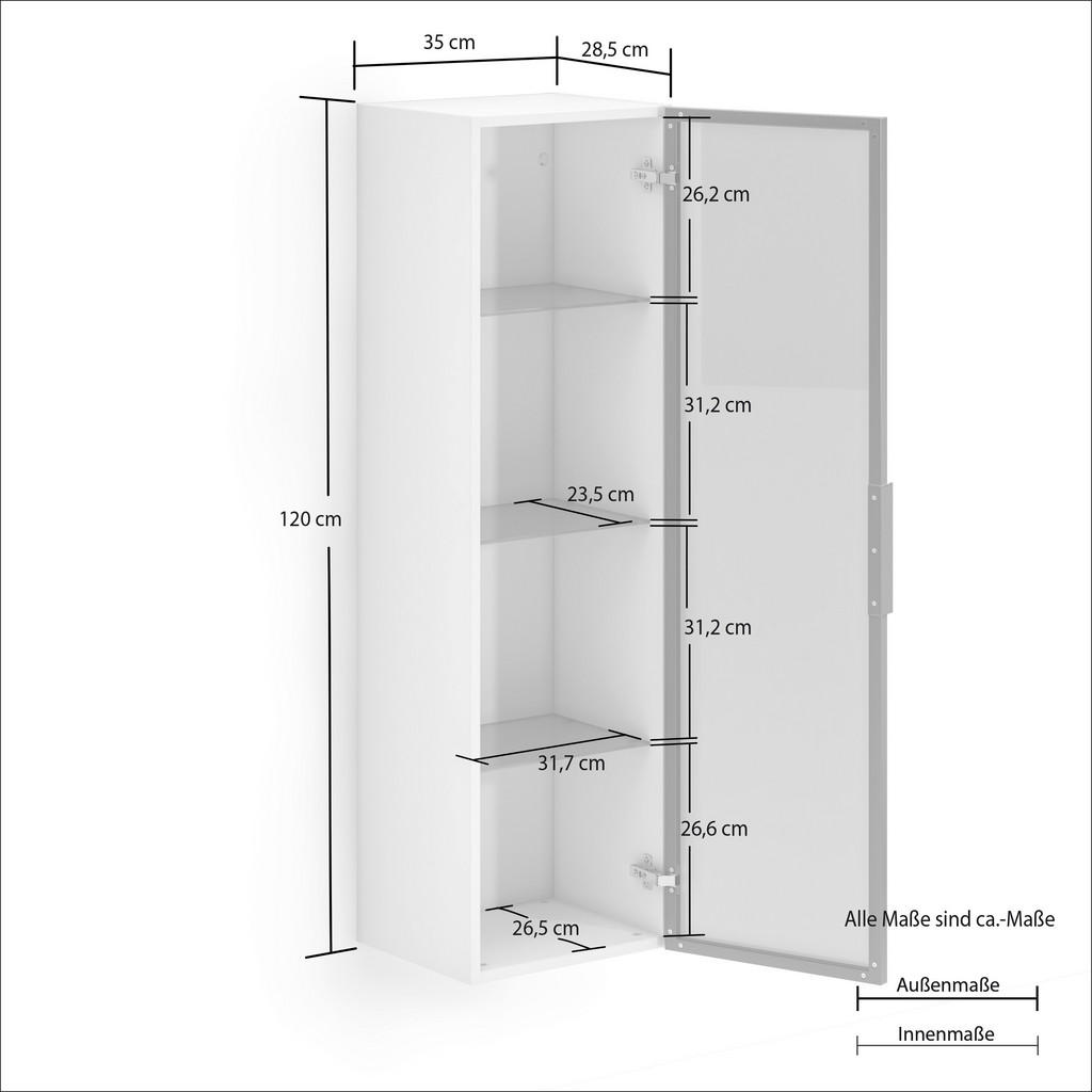 Thumbnail - Stylife Hängevitrine, Weiß, Metall, 3 Fächer, 35x120x31 cm, Beimöbel erhältlich, hängend, Wohnzimmer, Wohnwände, Vitrine...