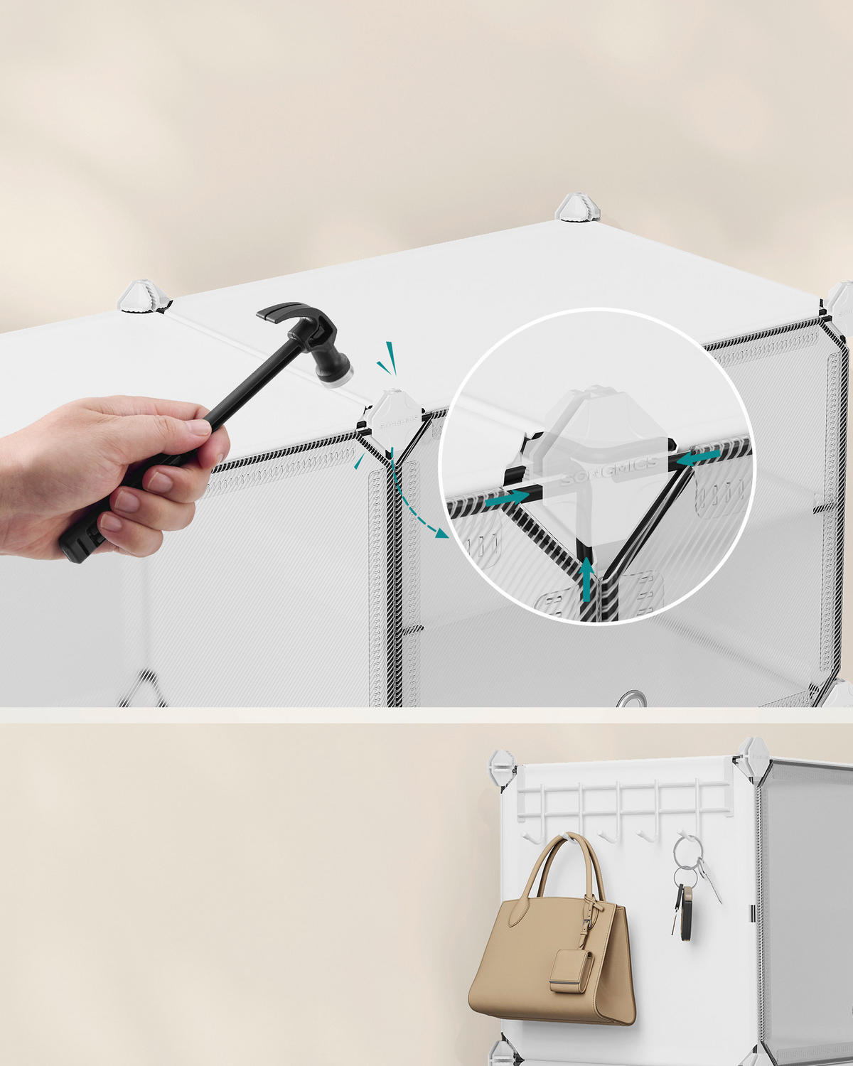 REGÁL NA TOPÁNKY, biela, 83/63/32 cm - biela, Basics, kov/plast (83/63/32cm)