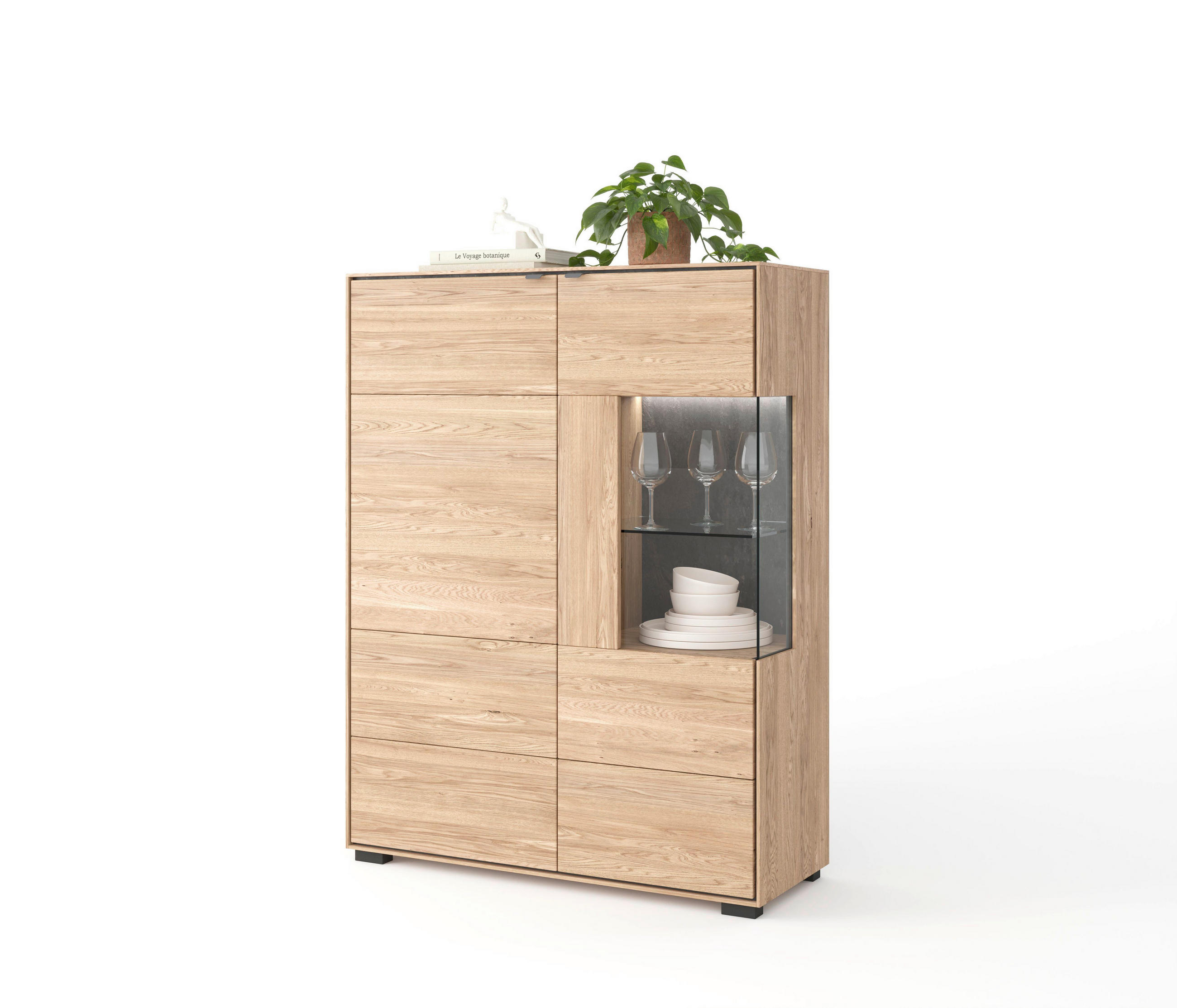 VITRINE in massiv Eiche Eichefarben  - Eichefarben, Design, Holz/Holzwerkstoff (93,2/140/40,6cm) - Livetastic