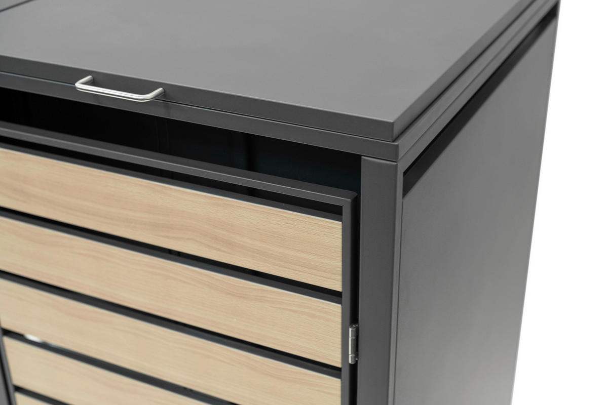 MÜLLTONNENBOX - Anthrazit/Naturfarben, Basics, Metall (80/116/132cm) - Ambia Garden