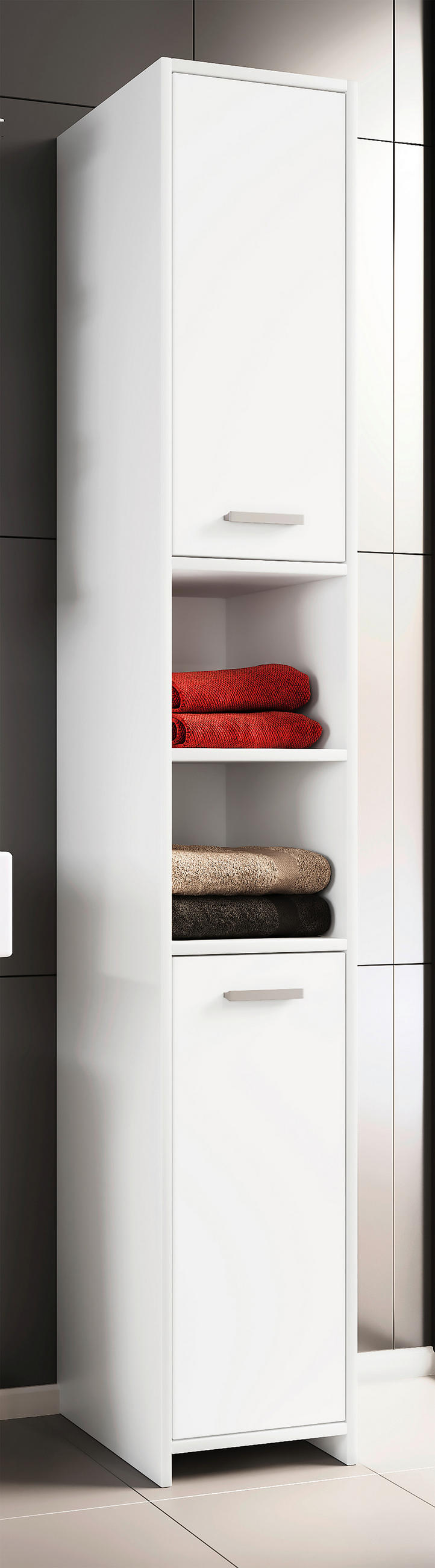 HOCHSCHRANK 30/190/30,4 cm - Weiss/Grau, Modern, Holzwerkstoff/Kunststoff (30/190/30,4cm) - MID.YOU