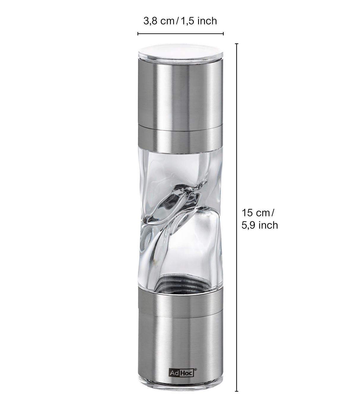 Doppelmühle DUOMILL PURE  - Edelstahlfarben, Basics, Keramik/Metall (3,8/15/3,8cm) - AdHoc