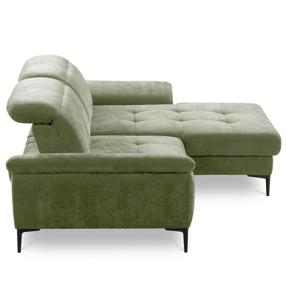 ECKSOFA  Webstoff Grün  - Schwarz/Grün, Design, Textil/Metall (268/195cm) - Livetastic