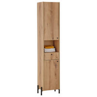 HOCHSCHRANK 38/195/32 cm  - Eichefarben/Schwarz, MODERN, Holzwerkstoff/Kunststoff (38/195/32cm) - MID.YOU