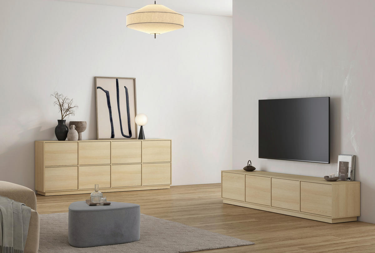 LOWBOARD Japandi  in 220,5/45/39 cm  - Eichefarben, Design, Holzwerkstoff (220,5/45/39cm) - MID.YOU