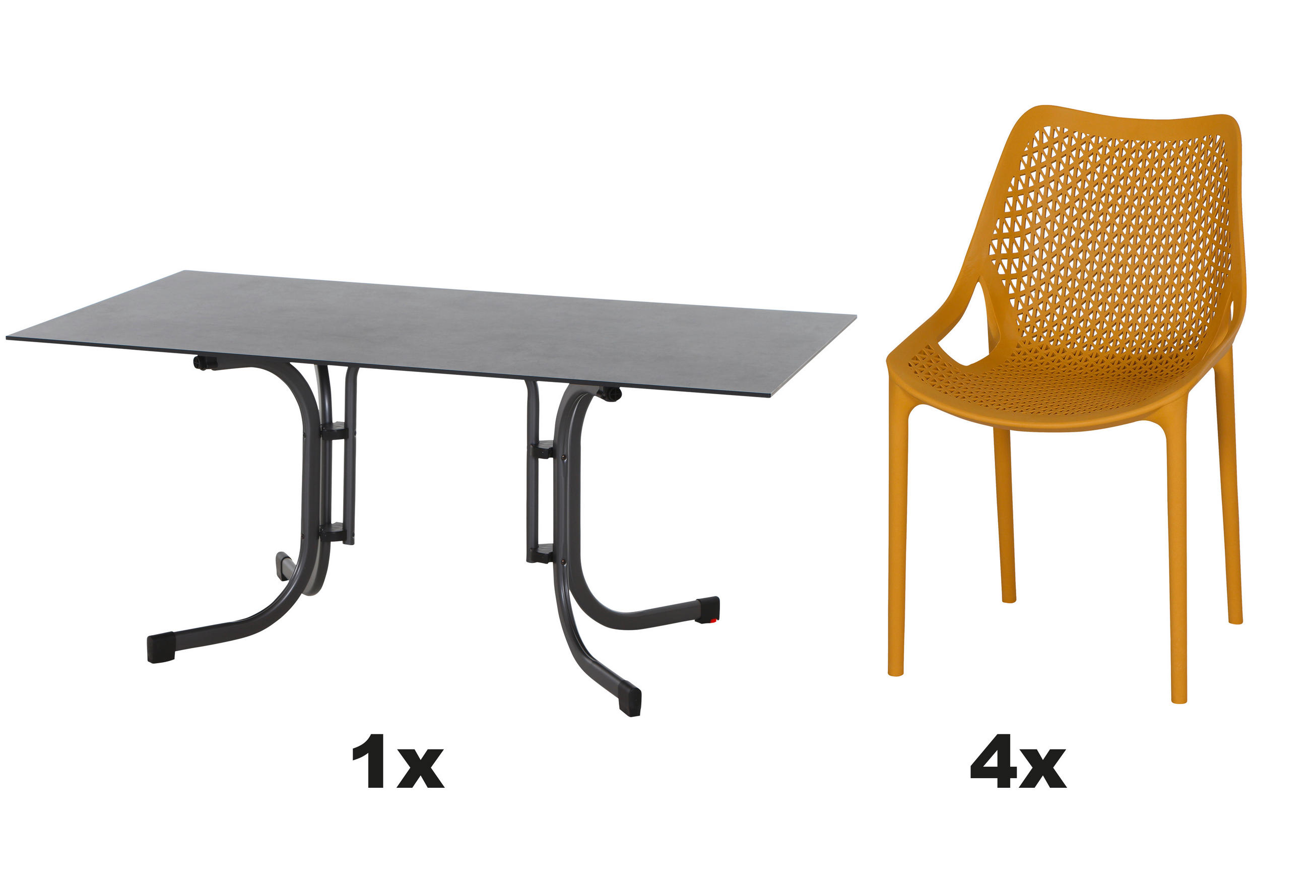 GARTENGARNITUR 5-teilig Stahl  - Anthrazit/Gelb, Basics, Kunststoff/Metall (90/81/160cm) - Siena Garden