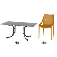 GARTENGARNITUR 5-teilig Stahl  - Anthrazit/Gelb, Basics, Kunststoff/Metall (90/81/160cm) - Siena Garden