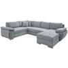 Wohnlandschaft in Cord Hellblau  - Chromfarben/Hellblau, KONVENTIONELL, Textil/Metall (219/305/157cm) - Livetastic